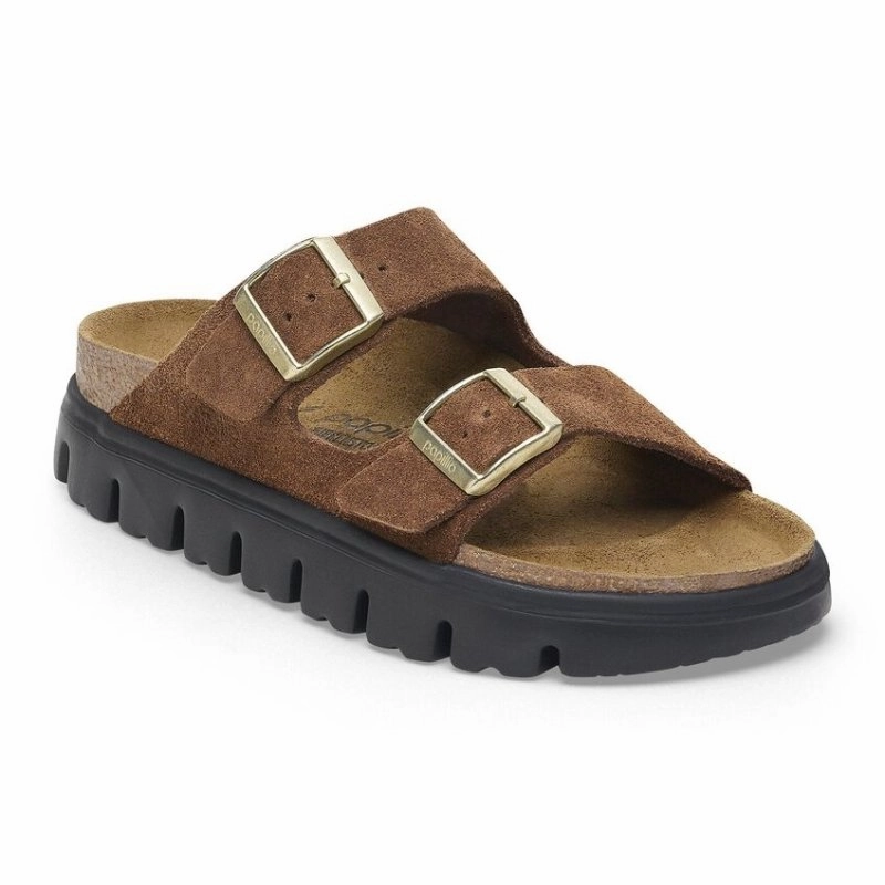 Birkenstock Women's Papillio Arizona Chunky - Dark Tea Suede Comfort Design