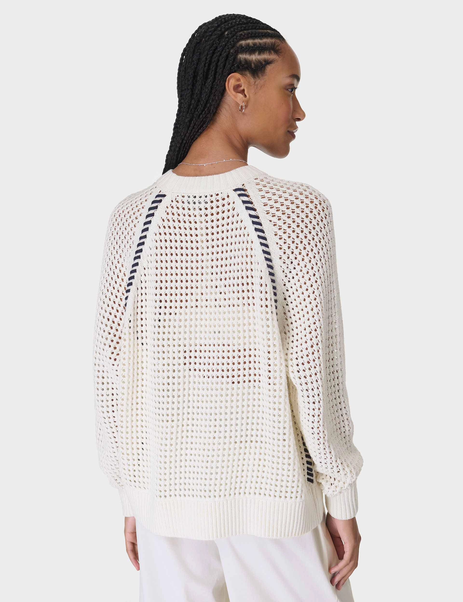 DoubleLayeredCollar ReinforcedStitching Tides High Whipstitch Jumper - Lily White