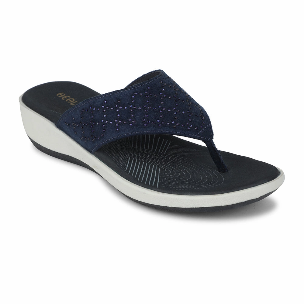 running in an airport area shoes Healers Navy Blue Casual Slipper For Women JFL-54 By Liberty