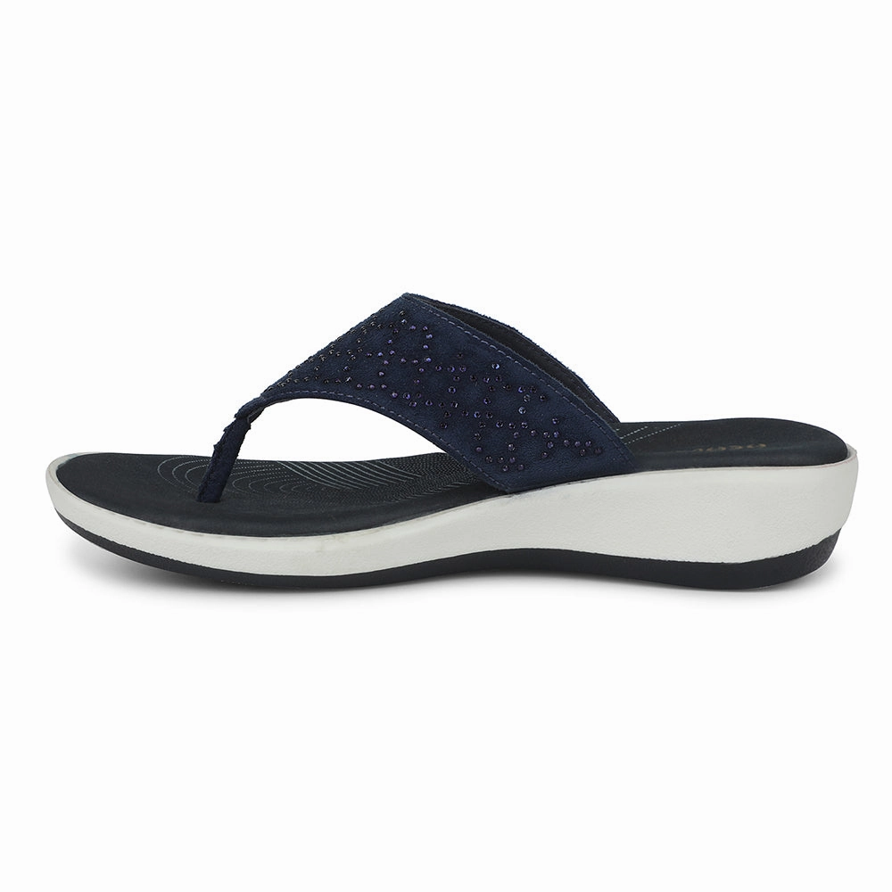 Healers Navy Blue Casual Slipper For Women JFL-54 By Liberty Ankle Support