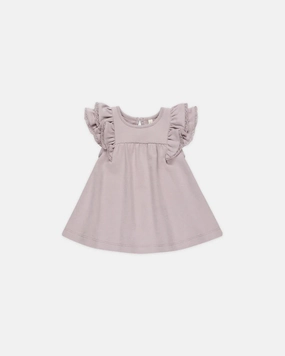 Quincy Mae Flutter Dress - Lavender Piped