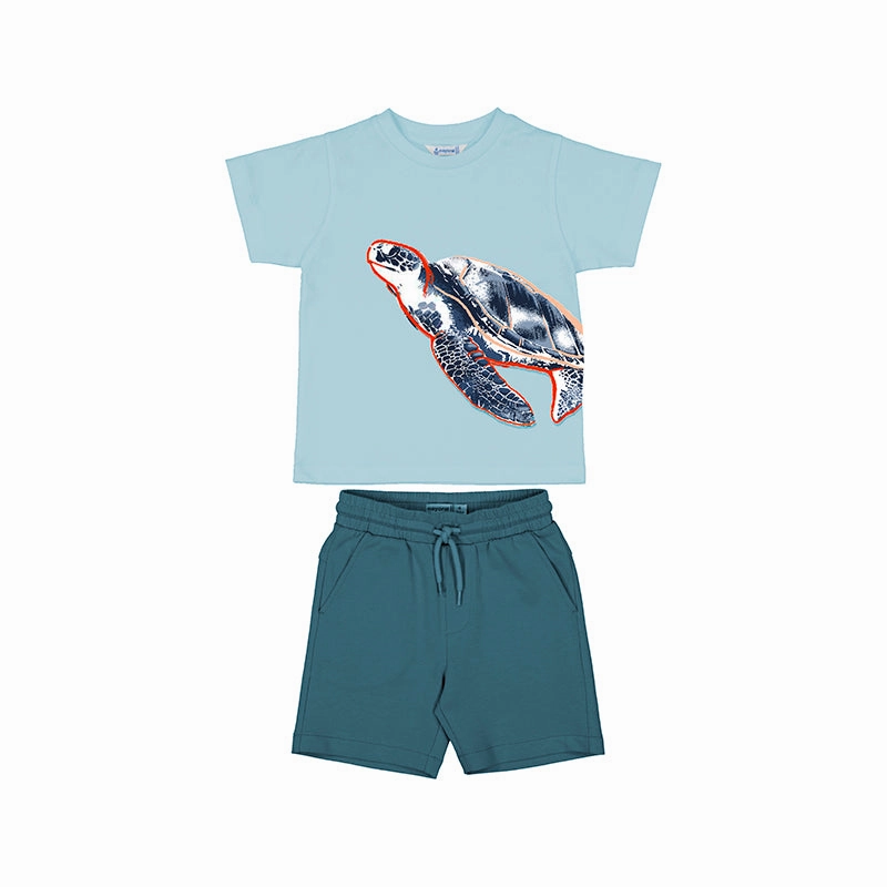 Detachable Mayoral Knit Short Set - Sky/Regatta Sea Turtle