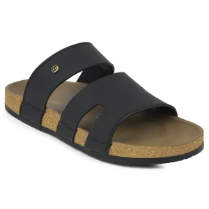 memory foam shoes Healers Black Casual Slipper For Mens AOL-5 By Liberty