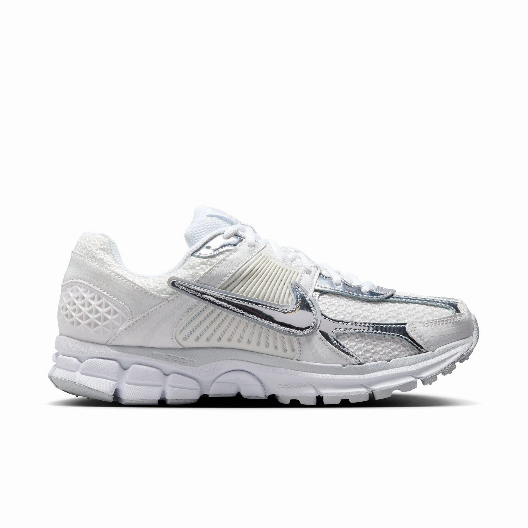 Fluid Ride Technology Hypercool Ventilation Zones Womens Nike Zoom Vomero 5 'White/Metallic Silver'