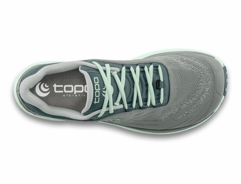 Topo Athletic Women's Pursuit 2 - Grey/Mint Ankle Stabilization Rebound Foam Technology