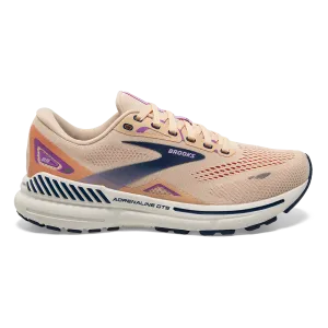 Brooks Adrenaline GTS 23 - Apricot - Estate Blue - Orchid Pressure Zoned Cushioning running in a fumarole area shoes