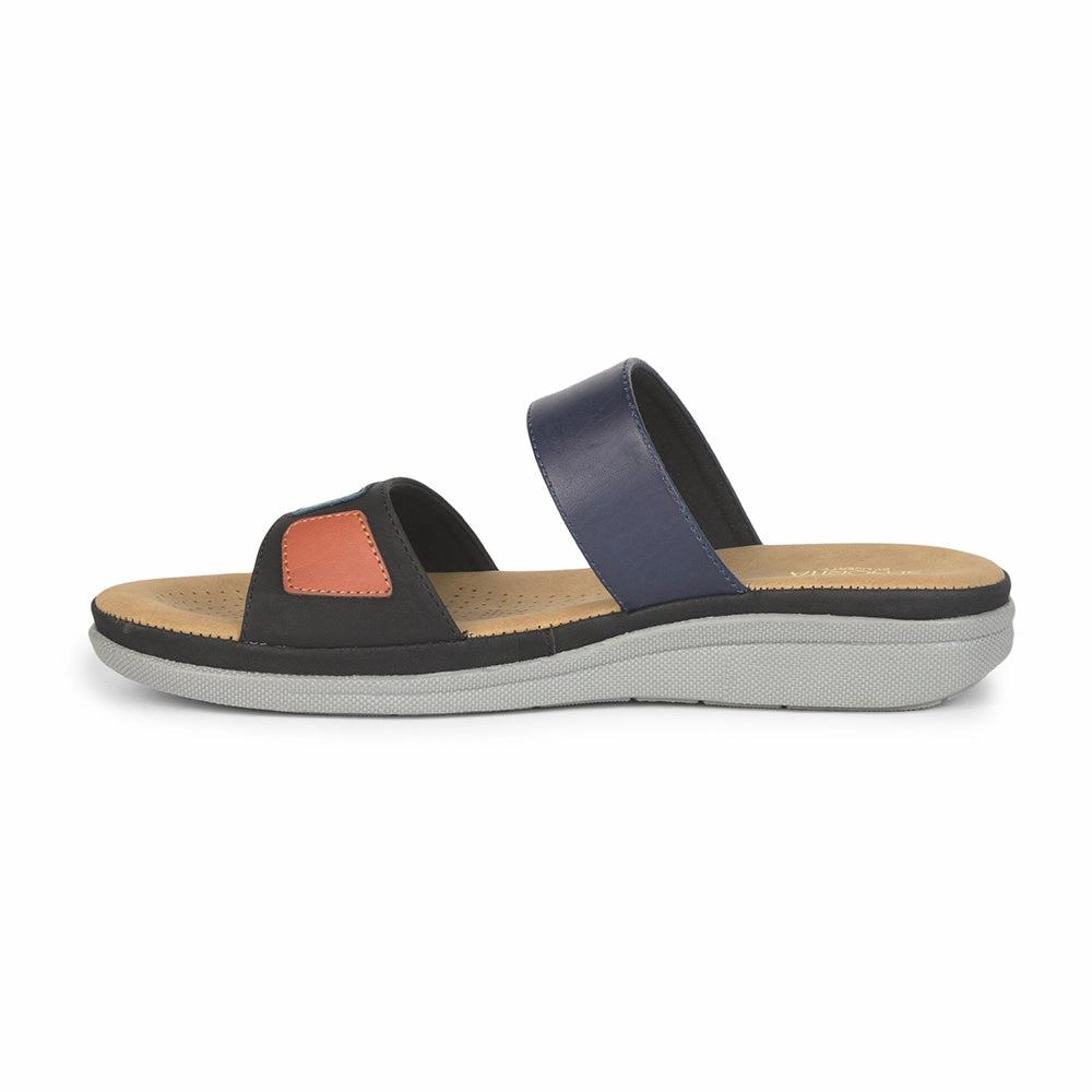 Senorita Casual (Navy Blue) Slippers For Women M17-12 By Liberty Flex Groove Engineering weight - loss running shoe intention