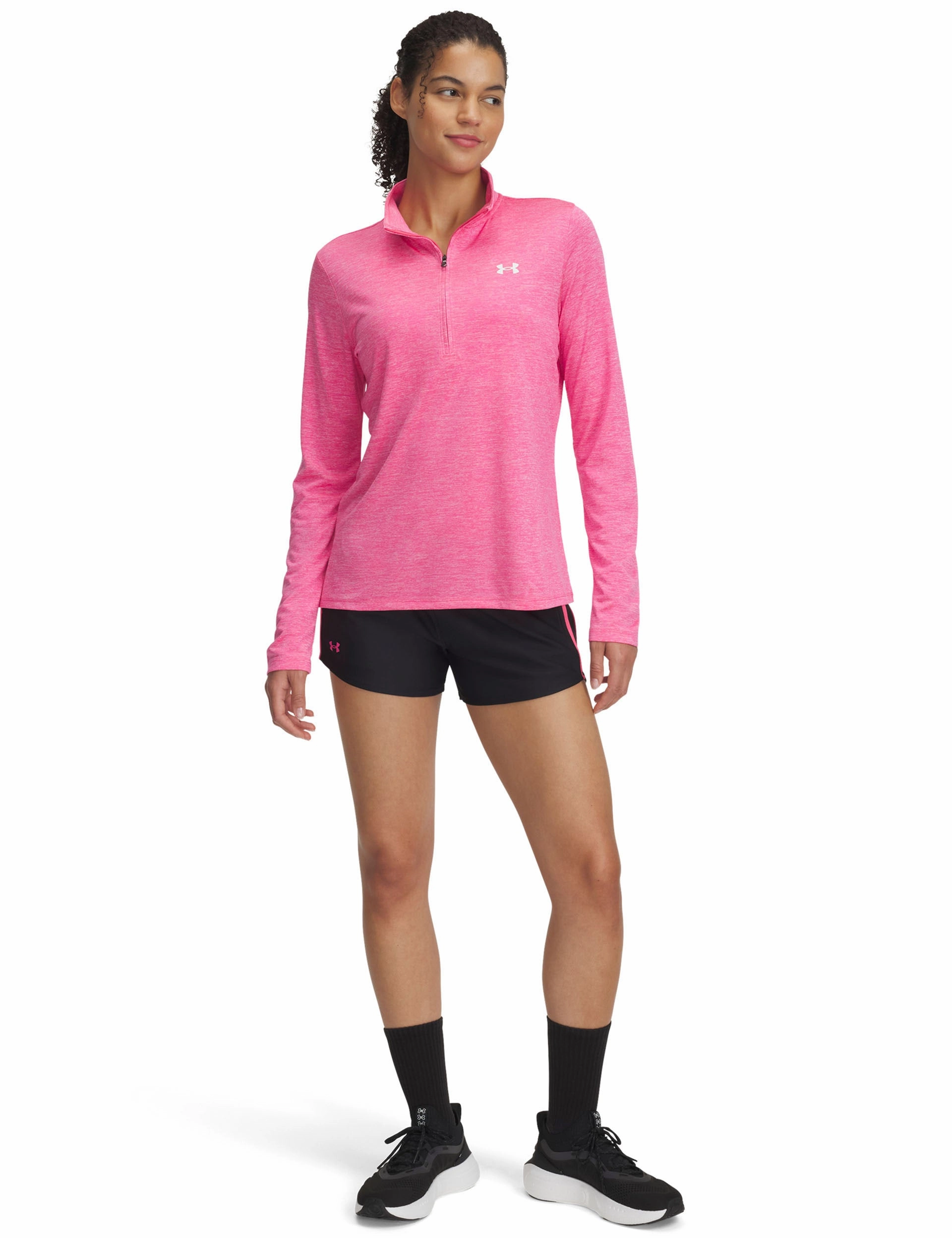 clean look Lightweight Flex UA Tech Play Up Shorts - Black/Super Pink