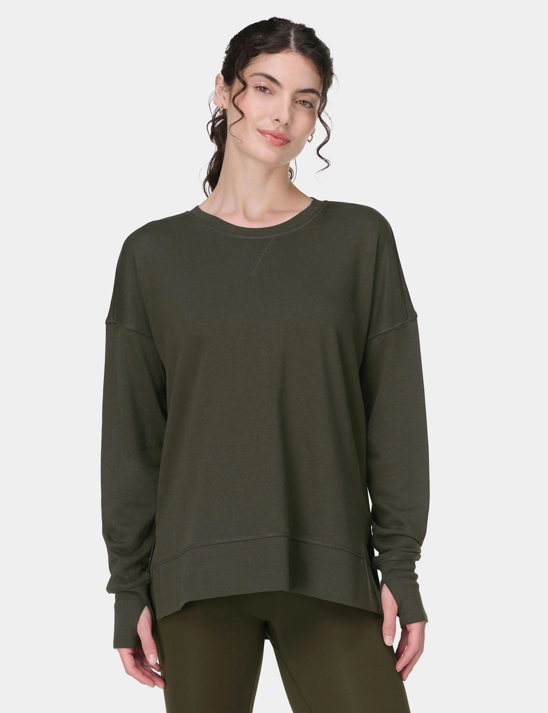 Daily Use Antibacterial Finish After Class Longline Sweatshirt - Nori Green
