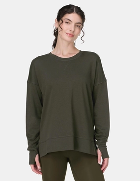 Daily Use Antibacterial Finish After Class Longline Sweatshirt - Nori Green