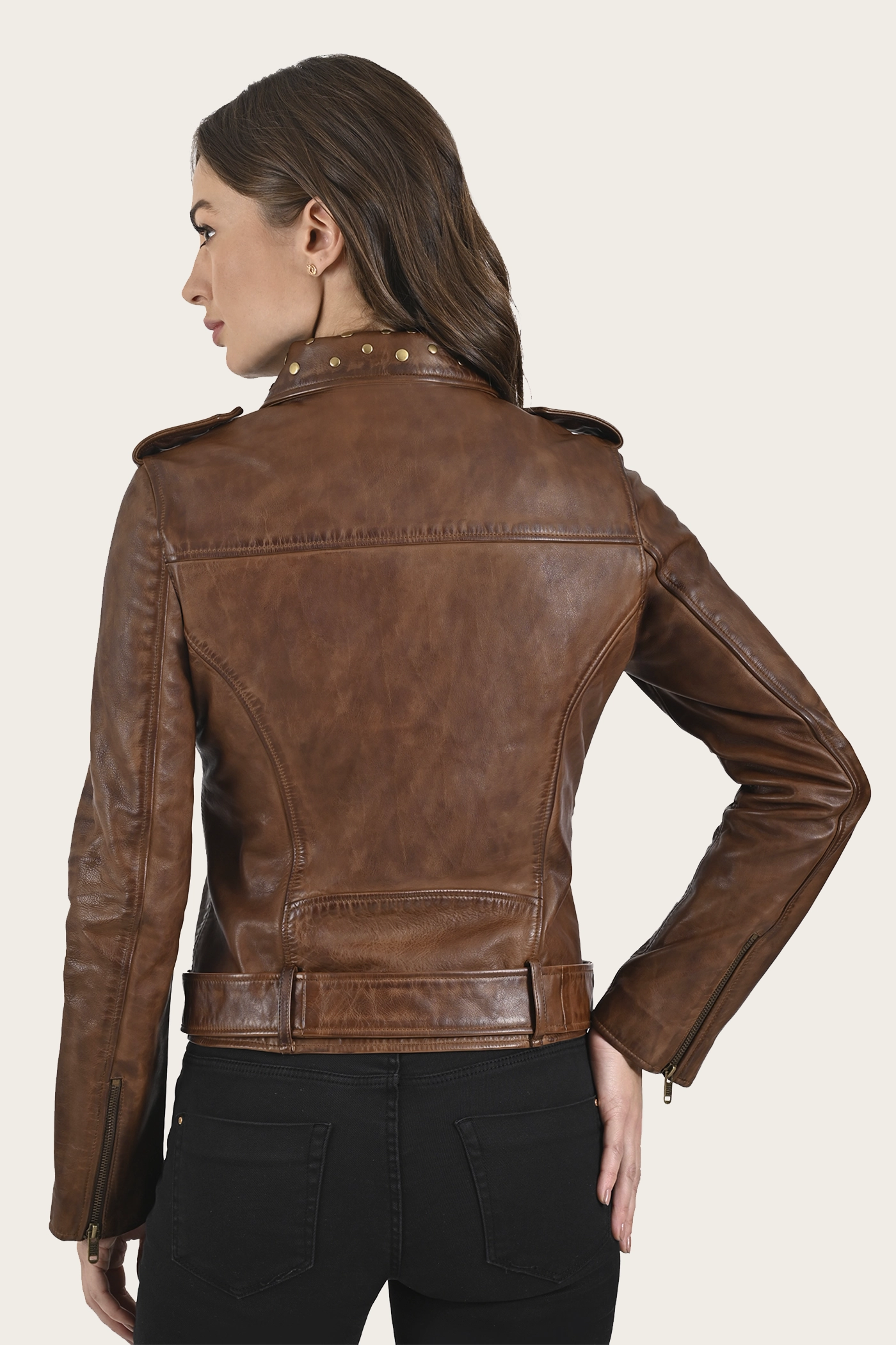 Linc Biker Jacket Cropped Cut Fitted Design