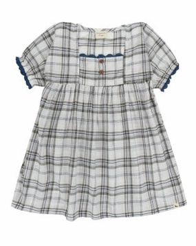 Artsy Durable kids' clothing Turtledove Woven Checkered Dress