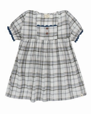 Artsy Durable kids' clothing Turtledove Woven Checkered Dress