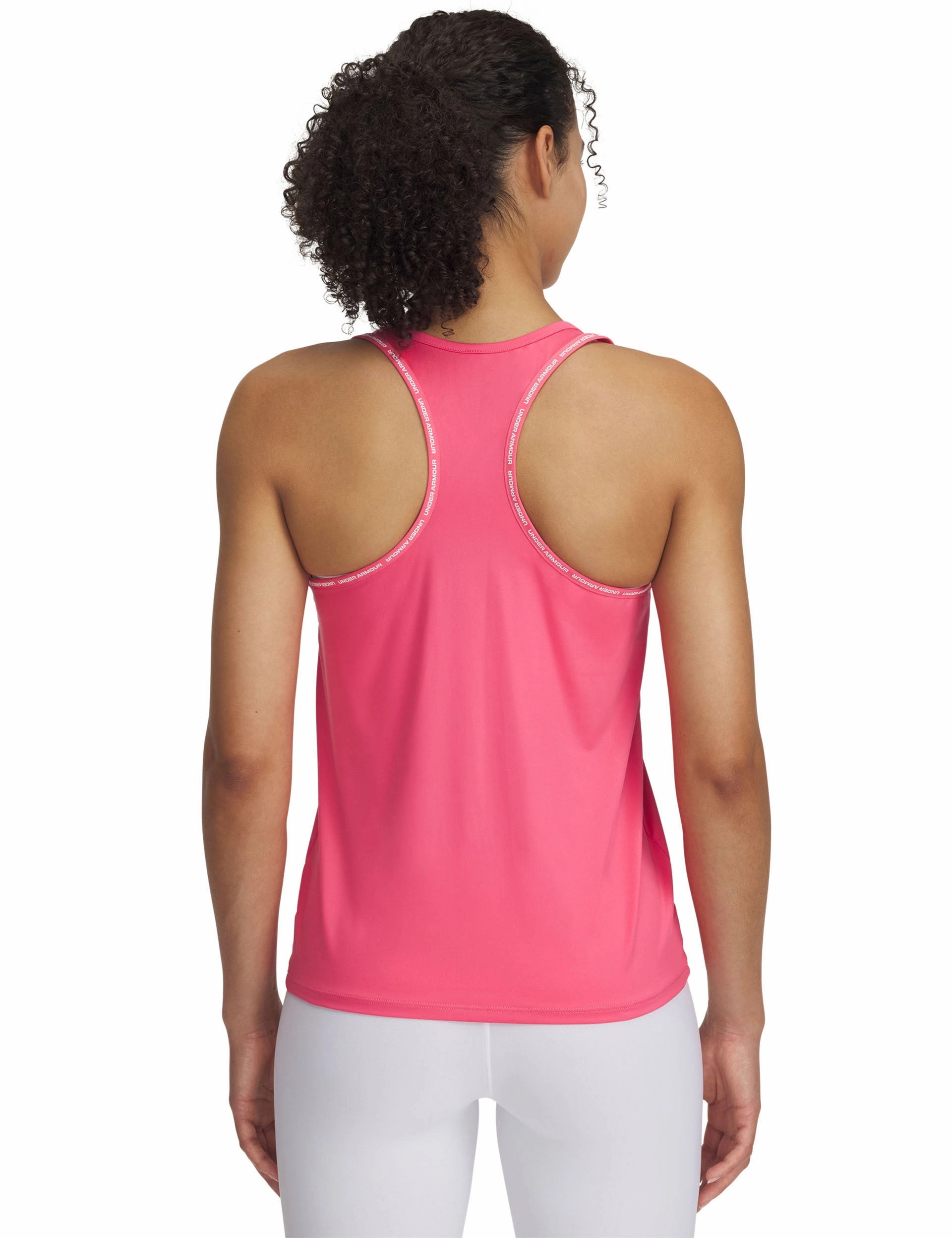 Silicone Print Detail UA Tech Knockout Tank - Super Pink/White
