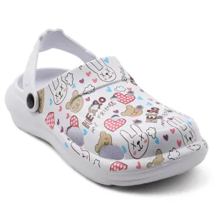 pastel - colors Thermal Regulating Liner Lucy & Luke White Casual Slingback Printed Clogs For Kids ALEX-K3E By Liberty