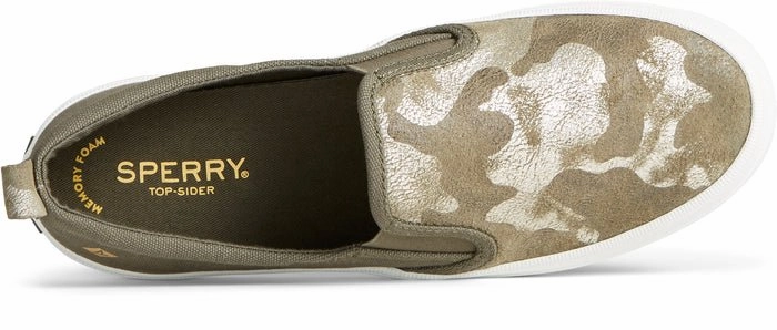 AbrasionFree Edging Korean Fresh Sperry Women's Crest Twin Gore Camo - Olive