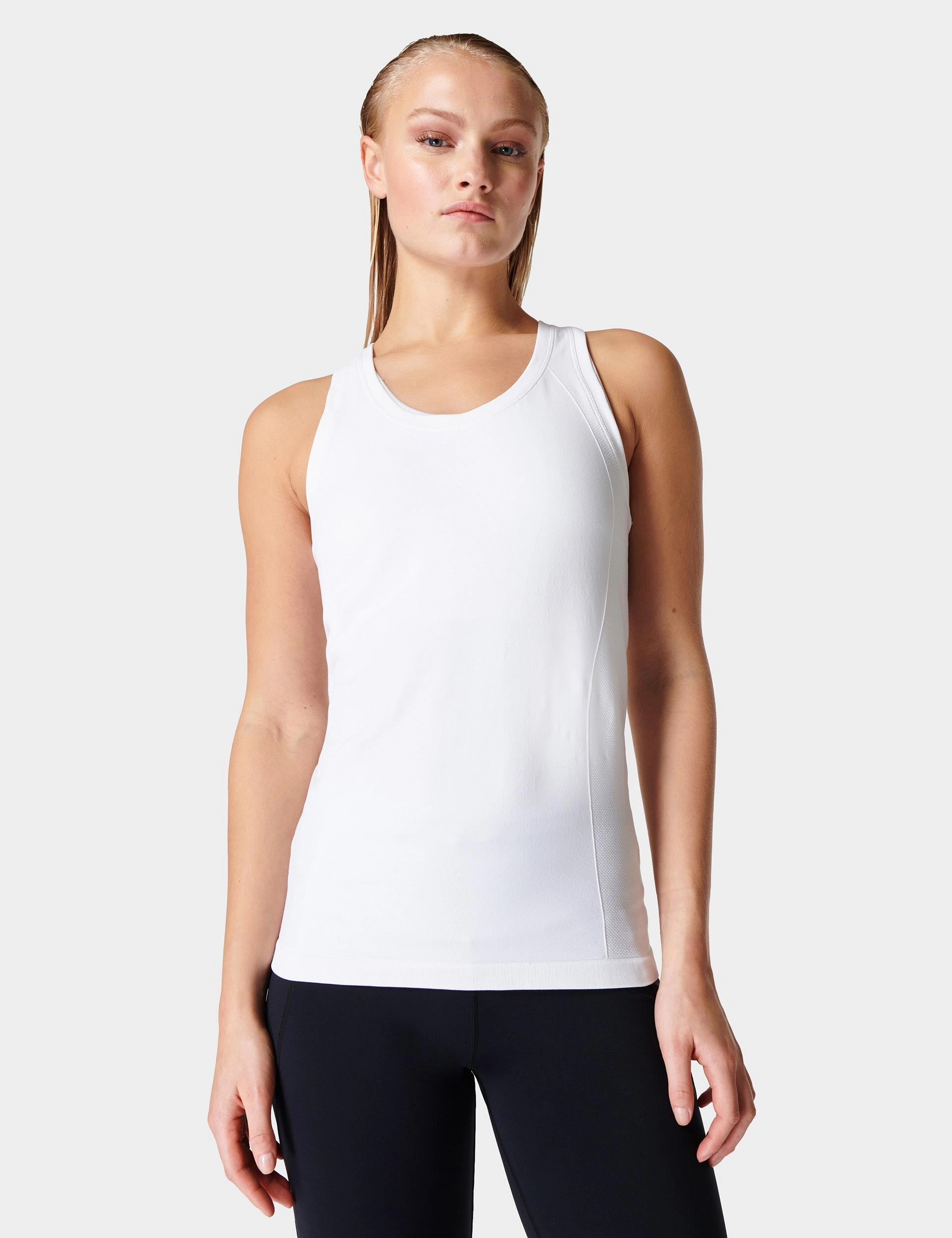 Athlete Seamless Gym Vest - White Flexible Ribbing army
