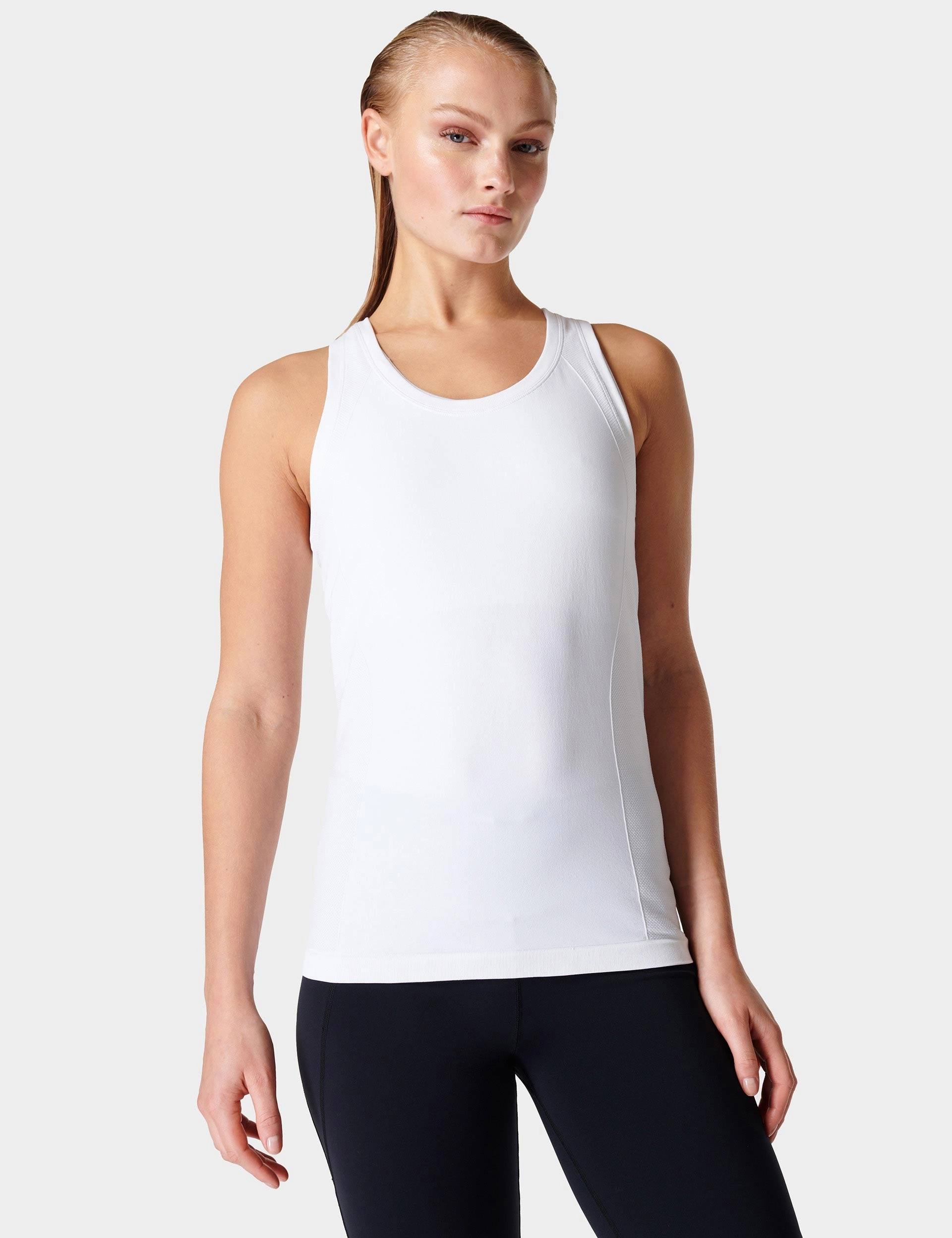 Athlete Seamless Gym Vest - White Offense - capable Stay Easy