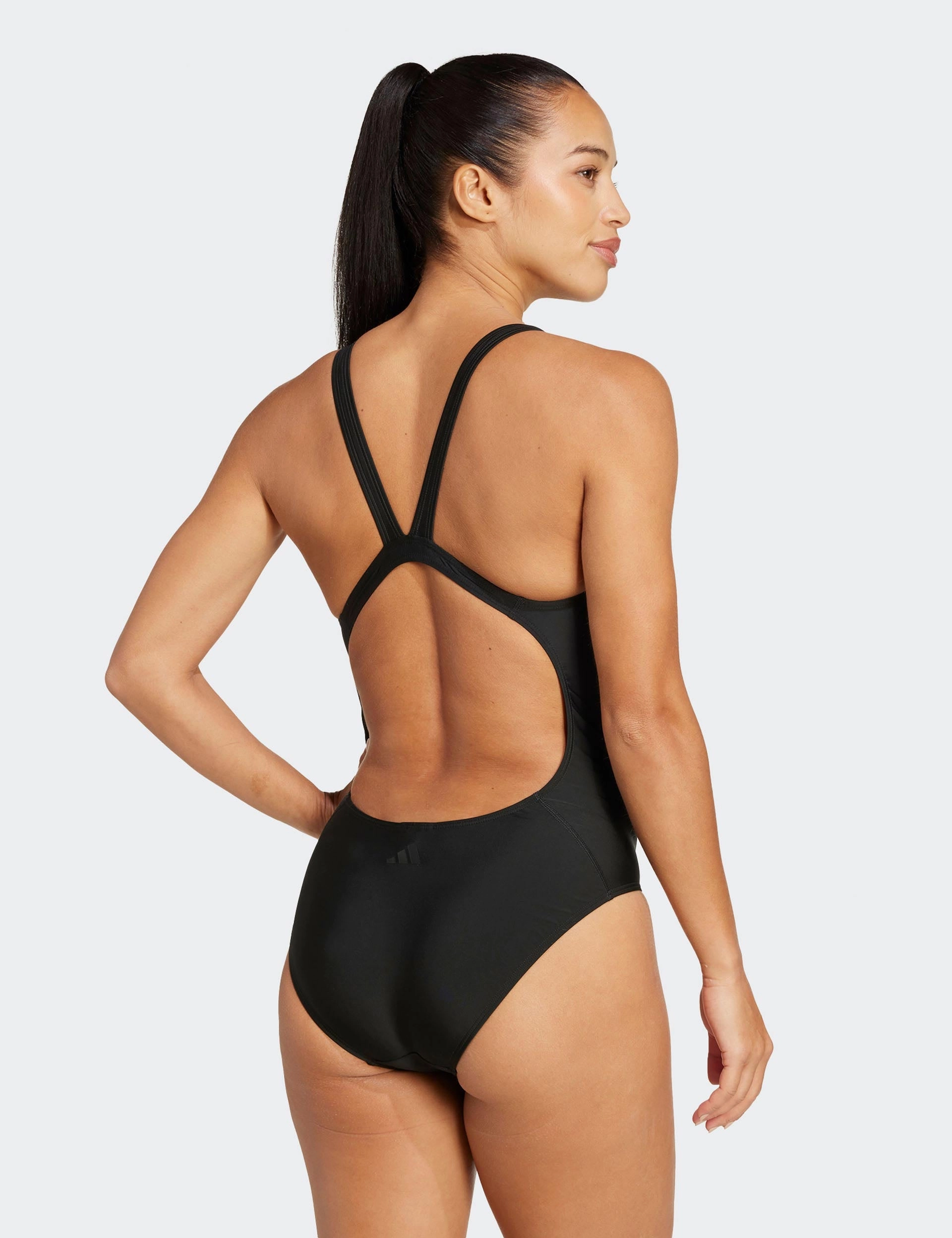 3-Stripes Graphic V-Back Swimsuit - Black Sunny Retreat