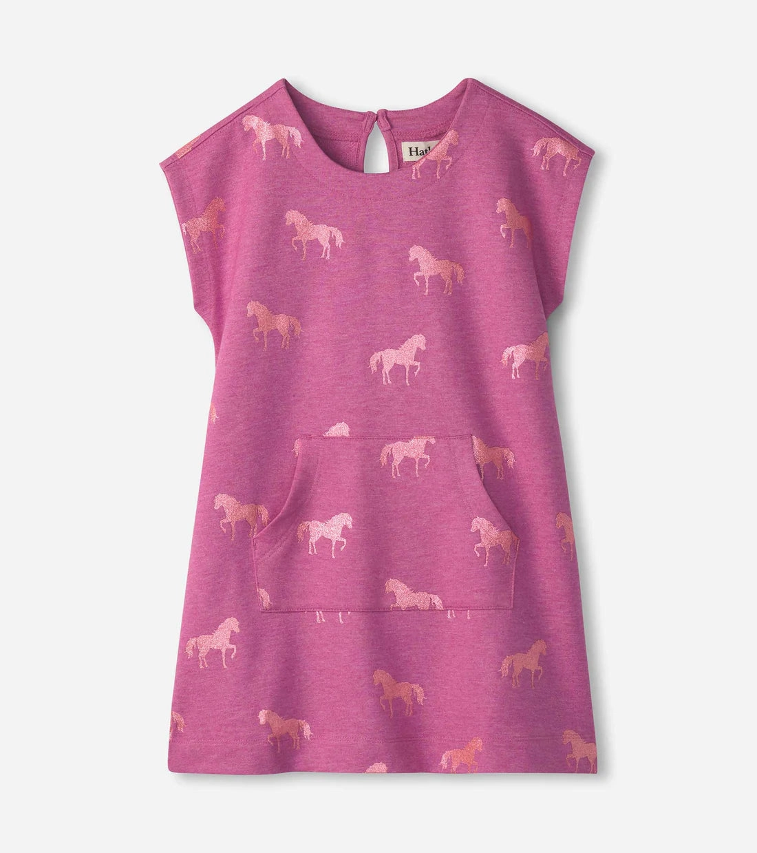 Hatley Terry Slouchy Dress - Shimmer Horses machine - washable