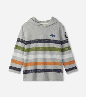 Furry Casual kids' attire Hatley Hooded Long Sleeve Shirt - Woodland Stripes