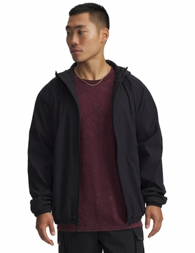 Unstoppable Text Woven Jacket - Black/Black GridTexture
