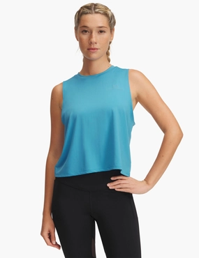 Ventilated Back Panels Convertible Sleeve Adaptation Vanish Energy Crop Tank - Ether Blue