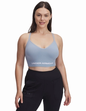 Vanish Seamless Low Sports Bra - Harbour Blue/White Lightweight Performance Material