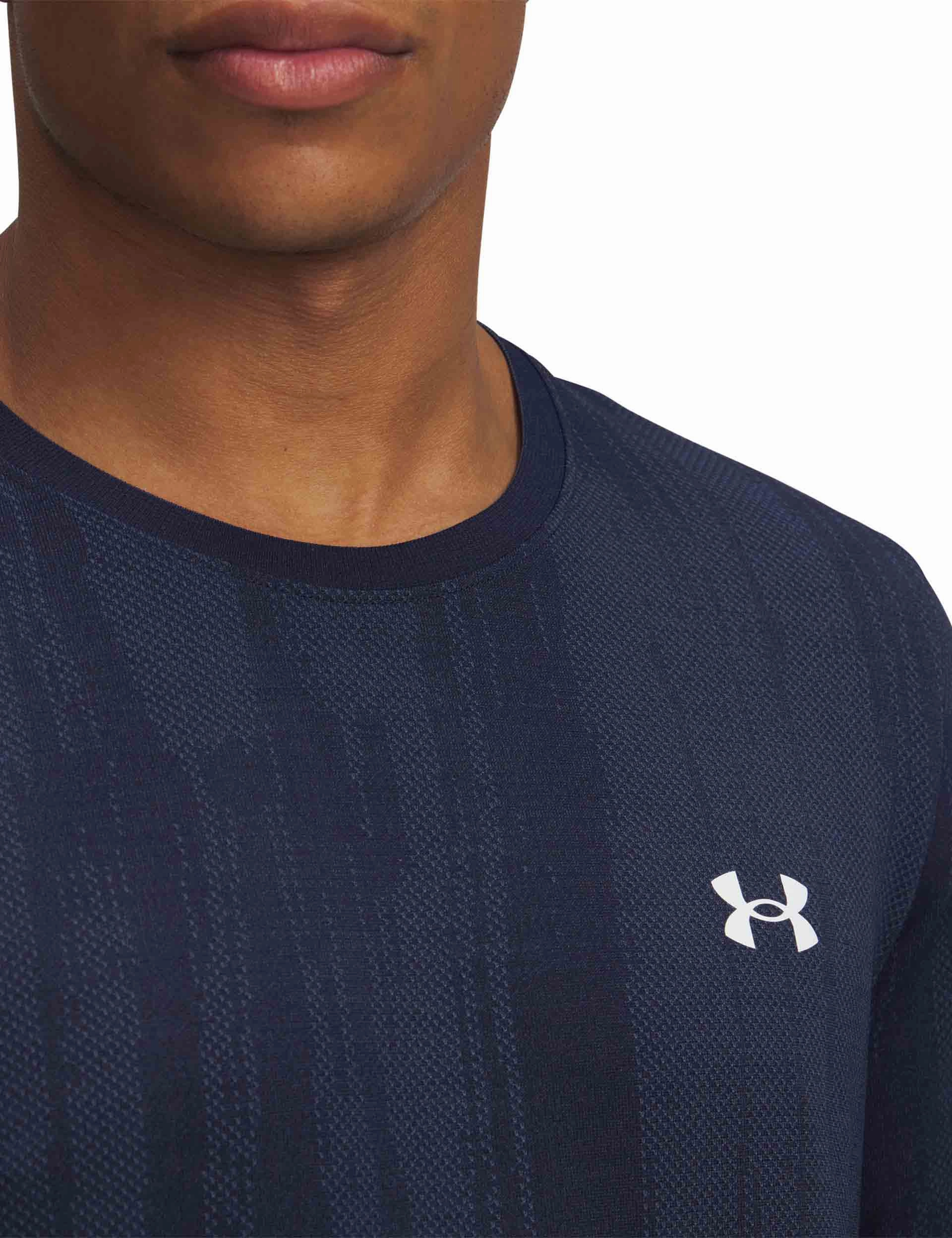 Transitional Fashion Warm Sweater Vanish Seamless Novelty Short Sleeve - Midnight Navy/White