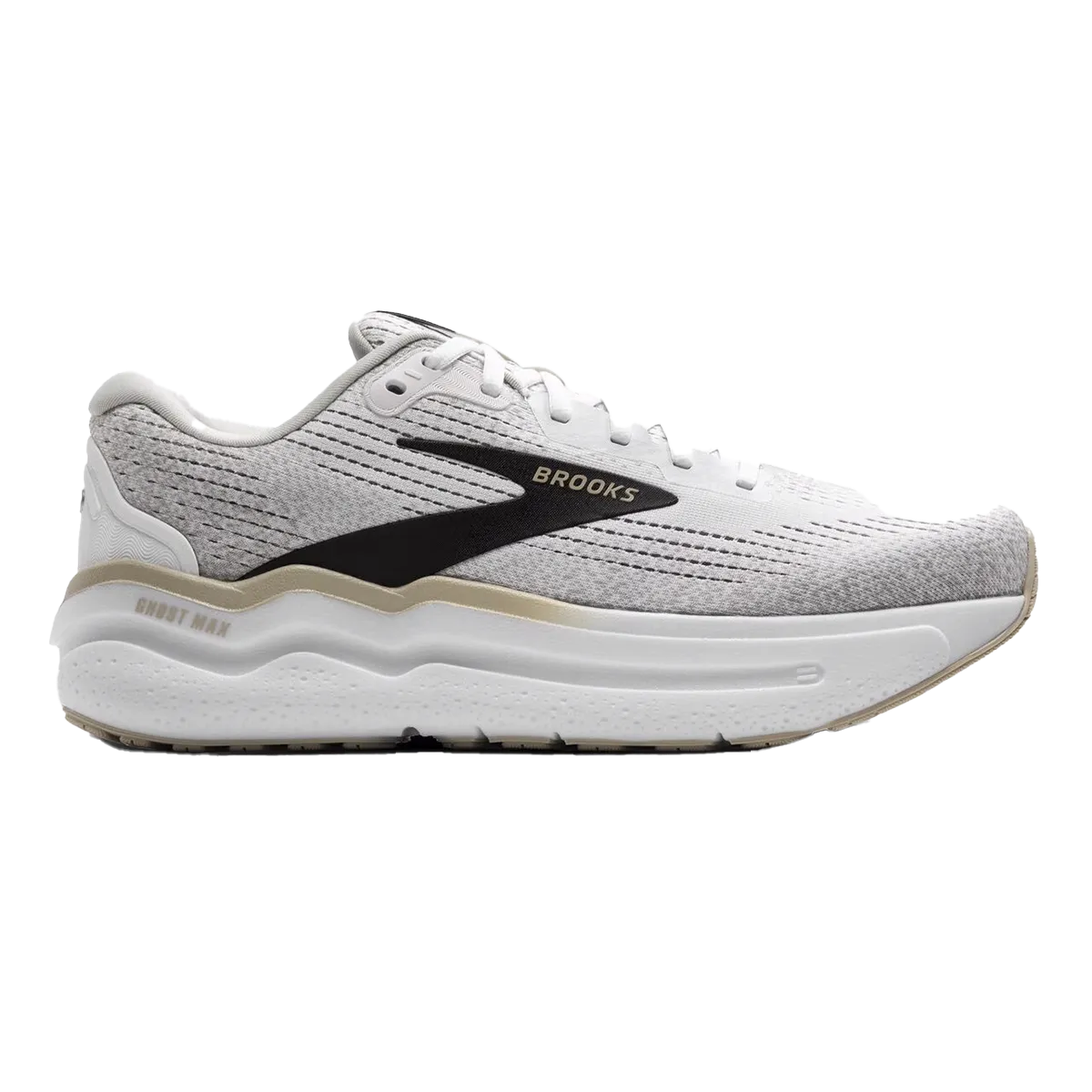 Engineered Gradient Zones hook - and - loop closure Brooks Ghost Max 2 - White - Pelican - Oyster