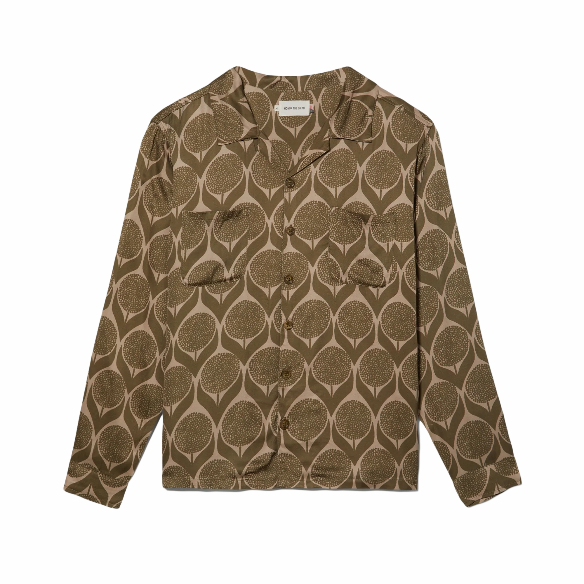 ThermalRegulating Layer Soft Tunic Honor The Gift Floral Button Up 'Olive'