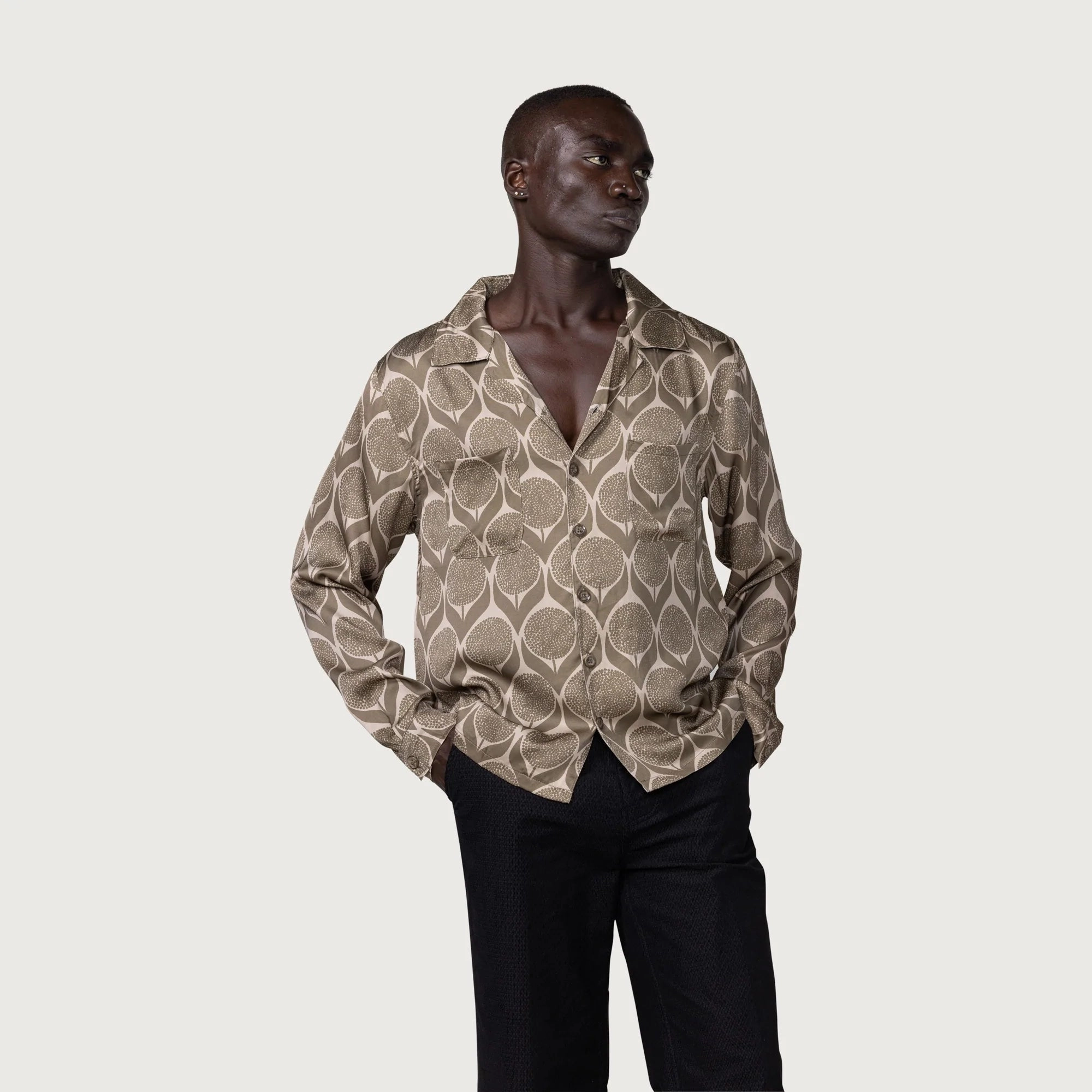 Honor The Gift Floral Button Up 'Olive' Ventilated Back Panel