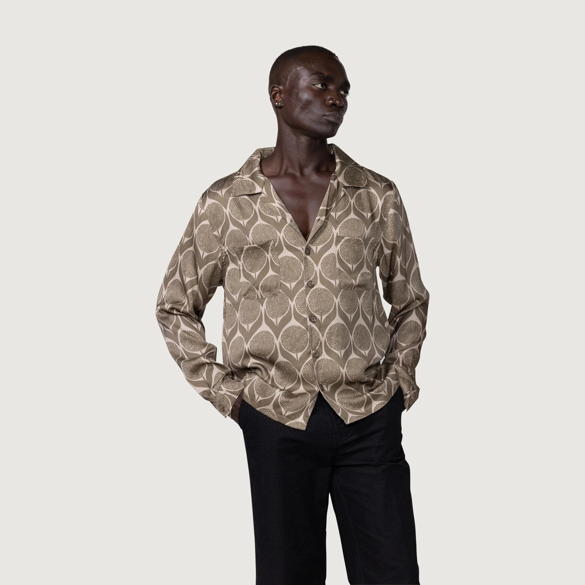 Honor The Gift Floral Button Up 'Olive' Travel Vibe WrinkleFreeTexture