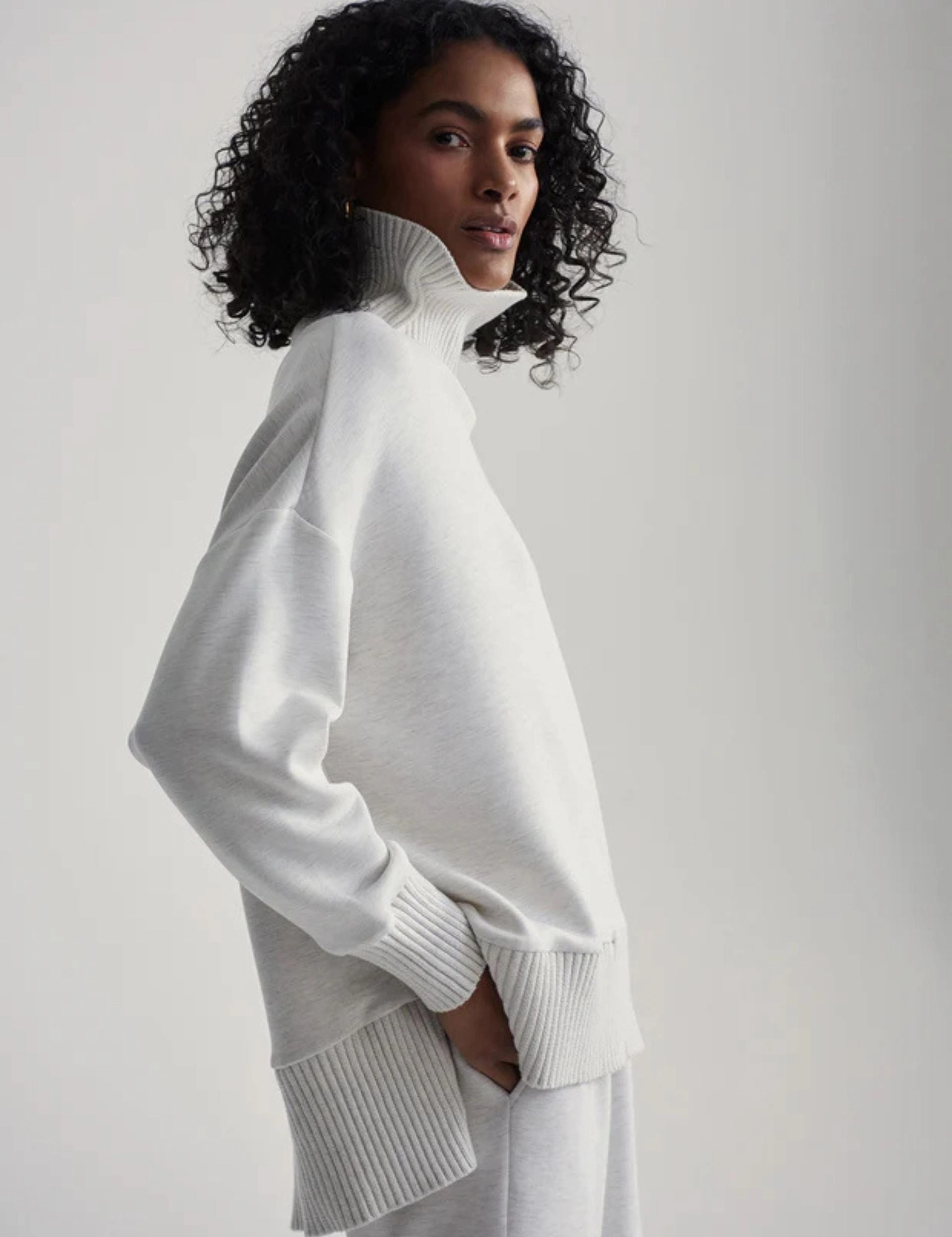 Barker High-Neck Sweat - Ivory Marl Park Stroll