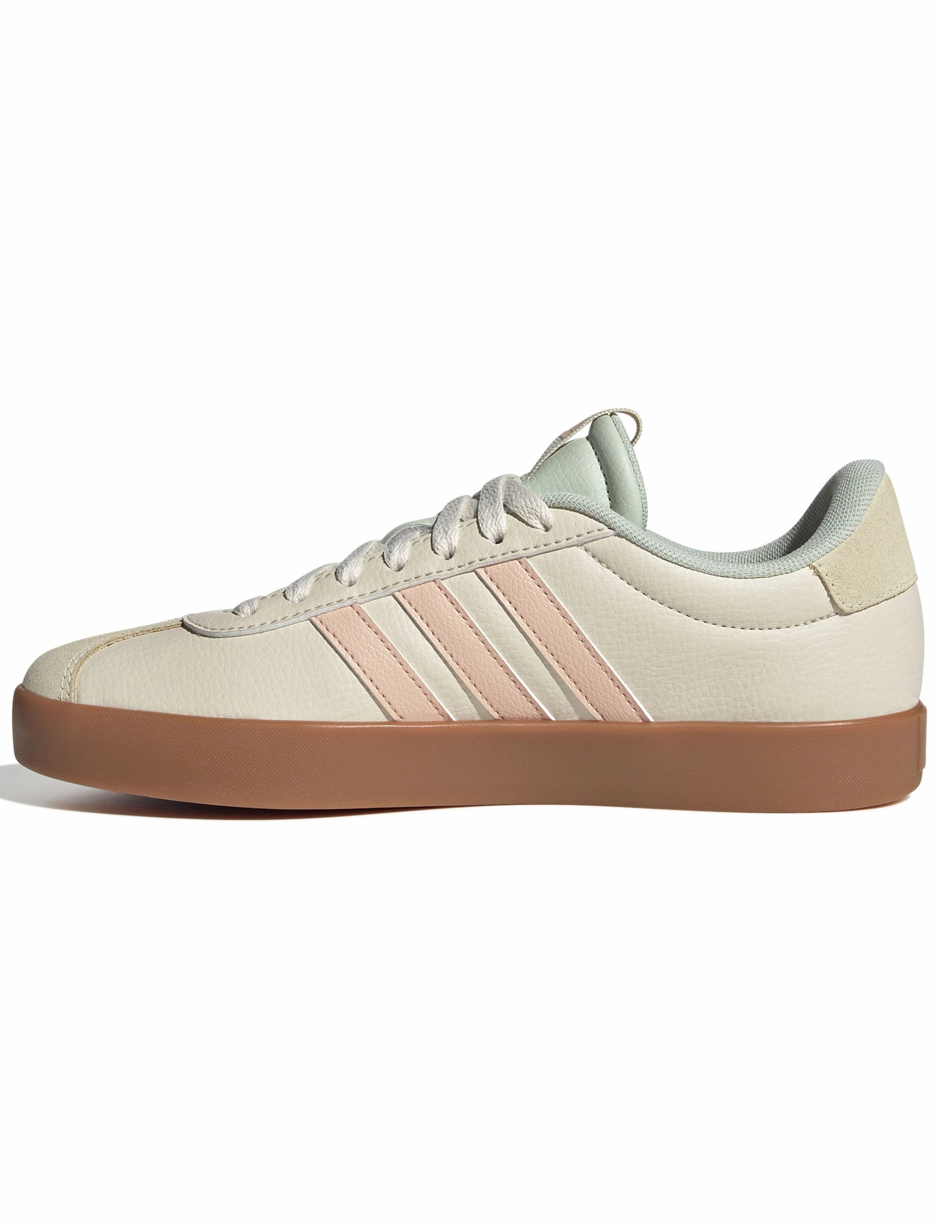 VL Court 3.0 Shoes - Wonder White/Powder Coral/Linen Green running shoes for cross - country meets Thermal Regulation Liner