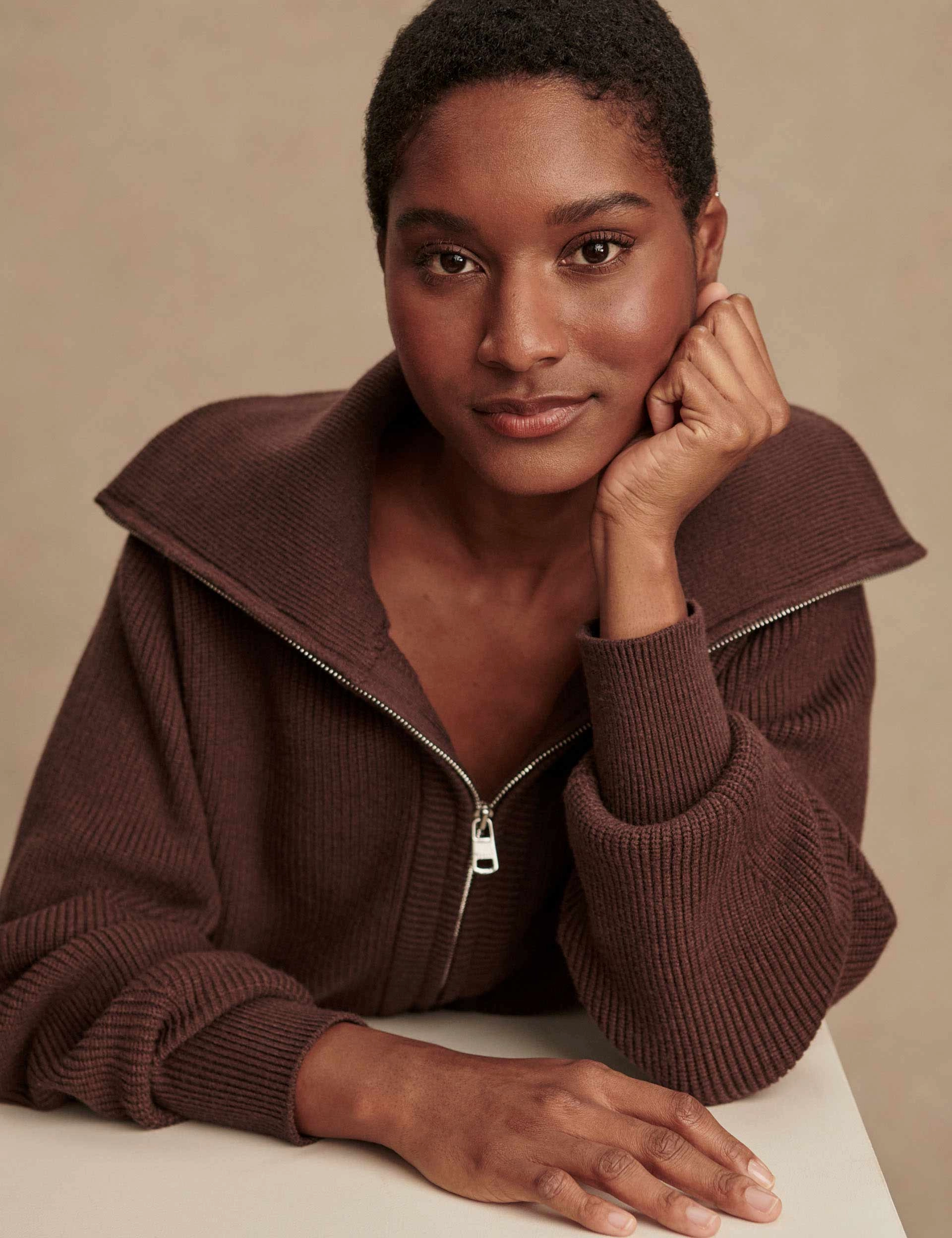 Enrico Knit Jacket - Coffee Bean Wind Protection Involve