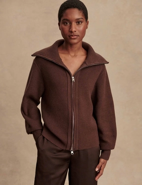 Relaxed Motion Enrico Knit Jacket - Coffee Bean