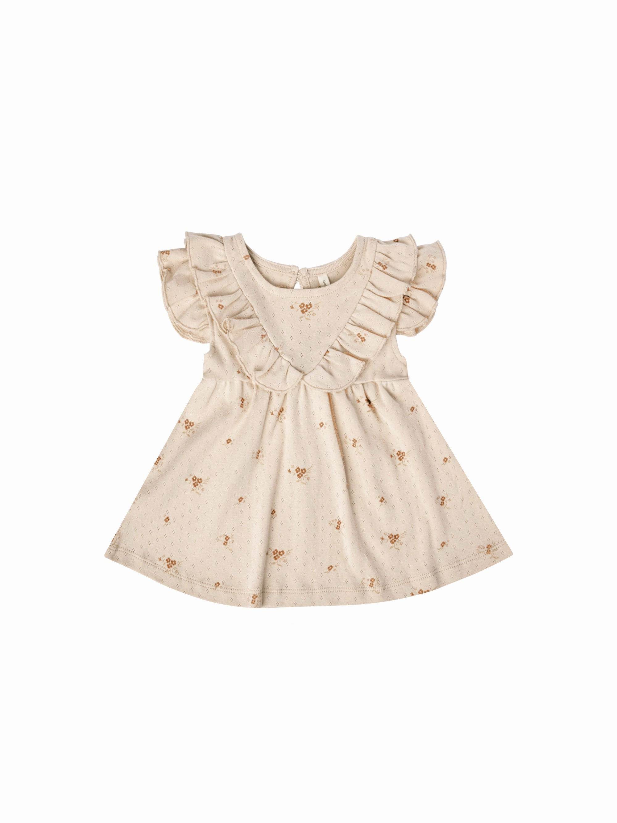 Quincy Mae Sleeveless Ruffle V Dress Set - Ditsy Clay vintage