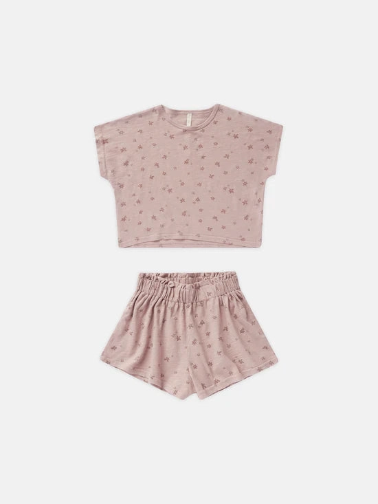 Multicolored kids' clothes Rylee & Cru Raegan Set - Mauve Ditsy