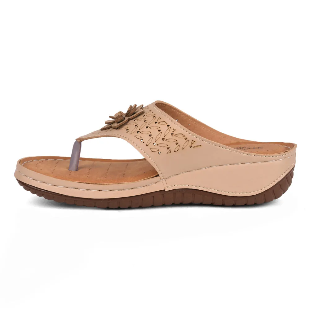 full - marathon shoes running shoes with padded collars Senorita Casual Beige Slippers For Women LAF-756 By Liberty