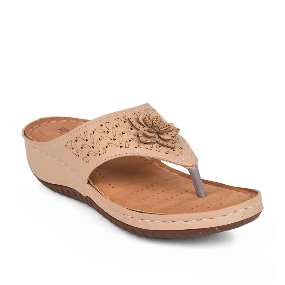 Senorita Casual Beige Slippers For Women LAF-756 By Liberty High-performance