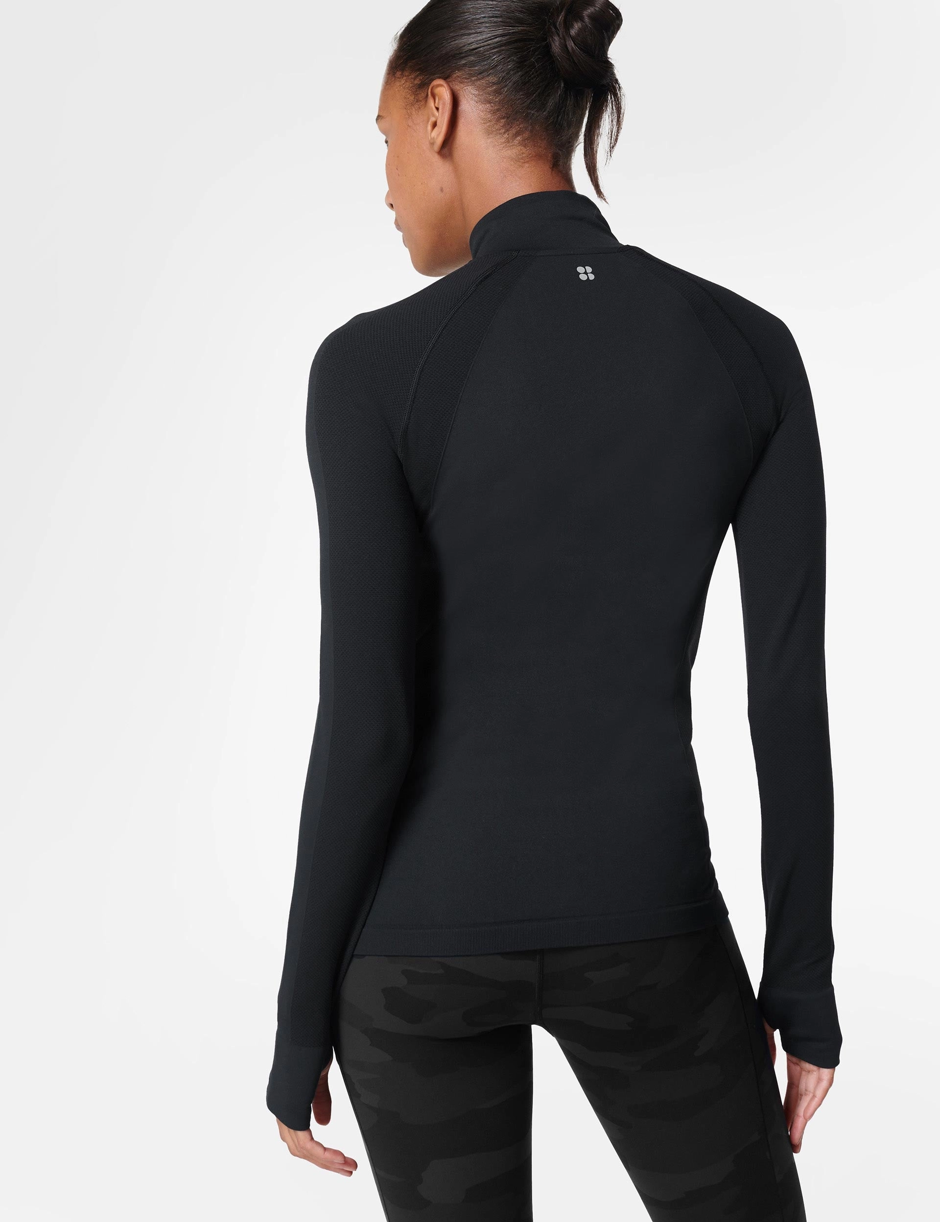 Lightweight Feel summer shorts Athlete Seamless Half Zip Long Sleeve Top - Black
