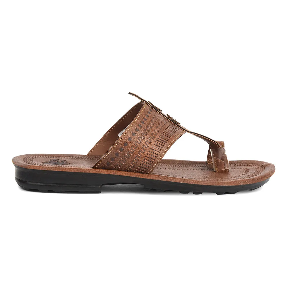 anatomical shoes suitable for training programs A-HA Tan Casual Flat Sandal For Men MPU-62 By Liberty