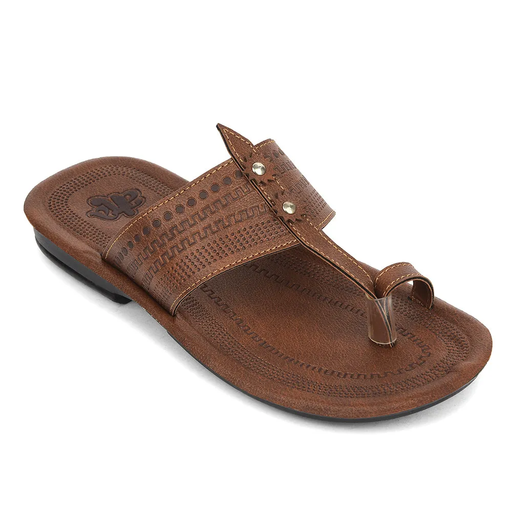 A-HA Tan Casual Flat Sandal For Men MPU-62 By Liberty streamlined shoes Ultralight TPU Plates