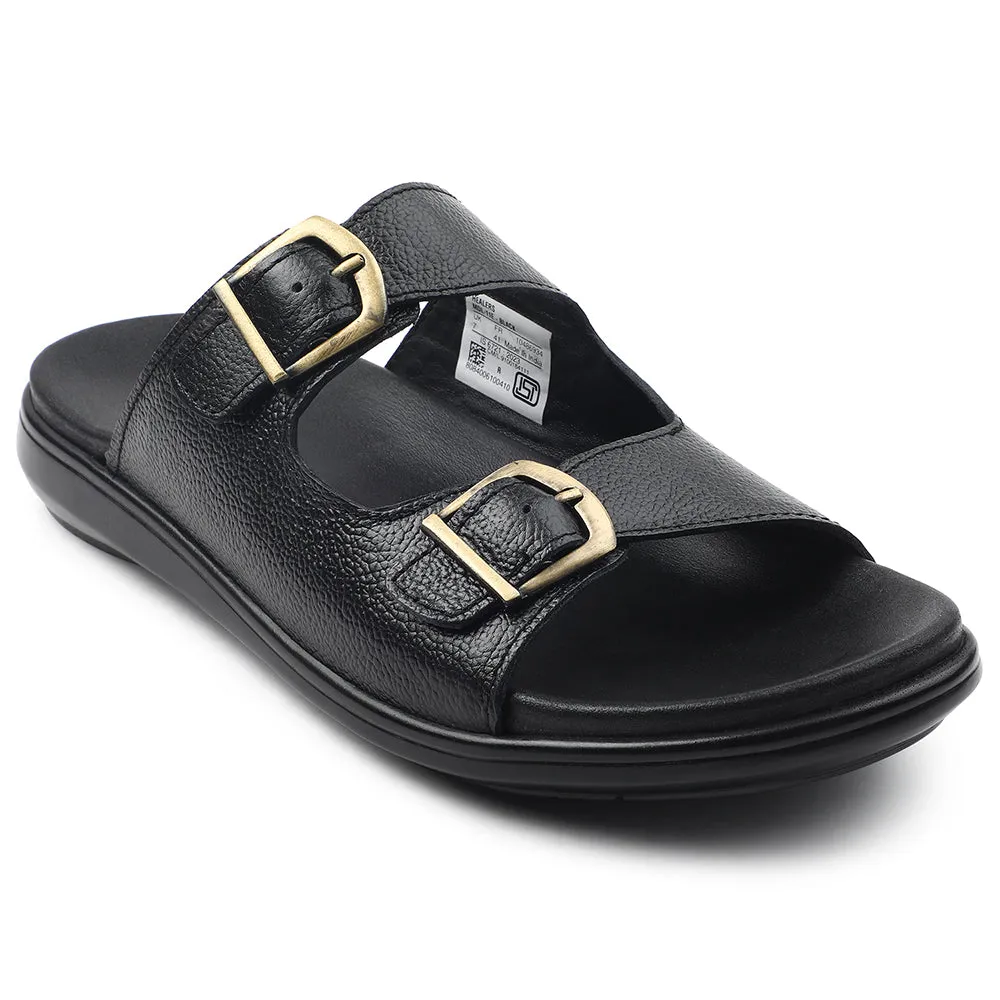 Flex Grooves Design Healers Black Casual Sandal For Men MDL-11E By Liberty