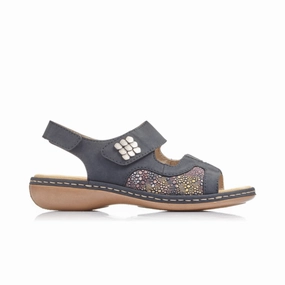 Comfortable Lounge Glitter Glow Rieker Women's Regina 65989-14 - Pacific/Ocean Flower