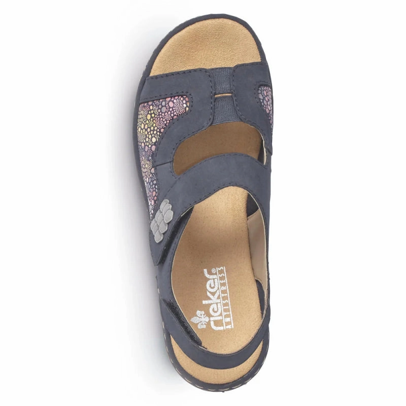 Magic Glow London Edge Rieker Women's Regina 65989-14 - Pacific/Ocean Flower