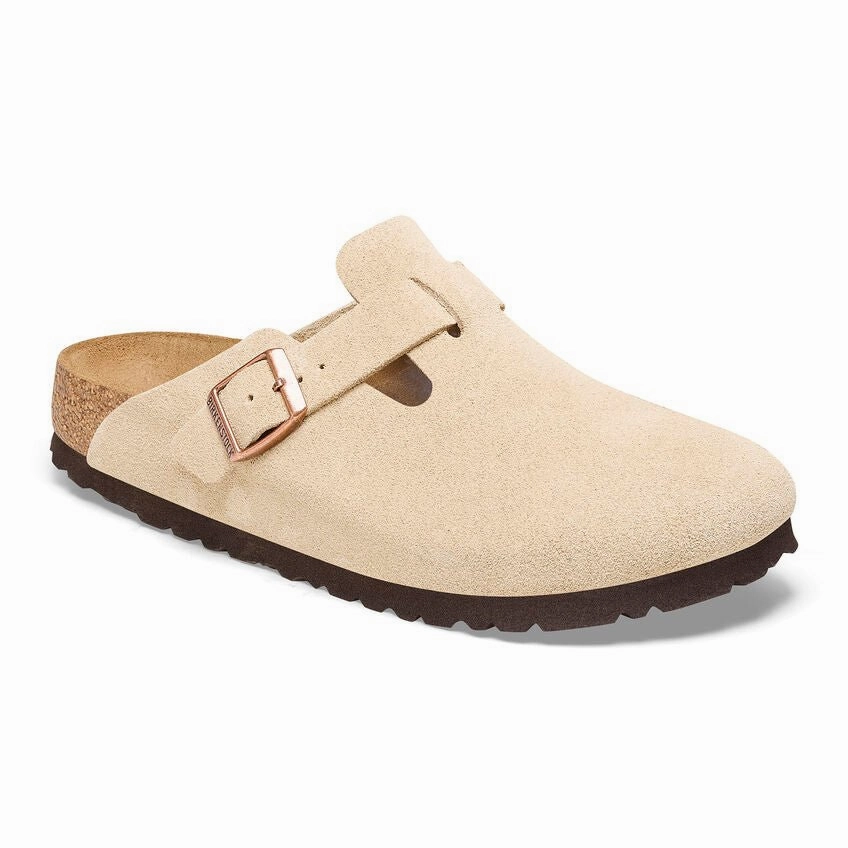 DoubleLayered Collar Next Core Birkenstock Boston - Latte Cream Suede