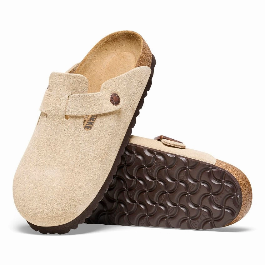 Birkenstock Boston - Latte Cream Suede ShapeRetentionCloth SustainableCertified