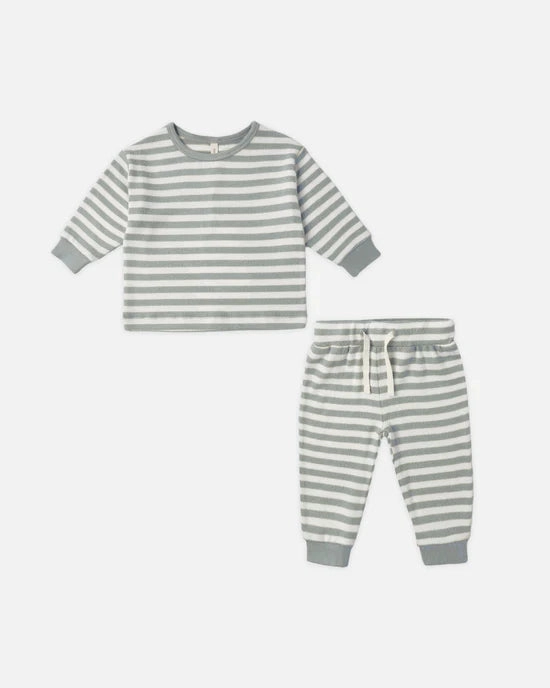 slim Youthful Quincy Mae Cozy Set - Blue Stripe